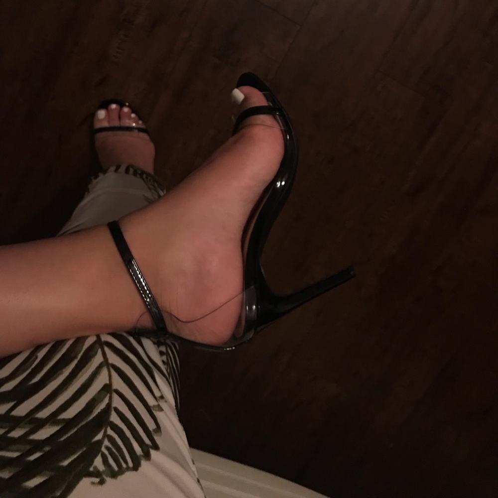 Black strap heels